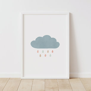 Affiche Pastel Cloud Girl Nursery Decor