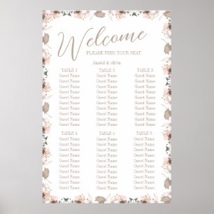 Affiche Pastel Color Floral Mariage Cartes de sièges