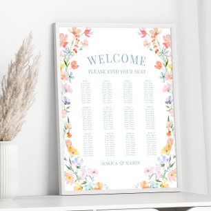 Affiche Pastel Colorful Fleur sauvage Mariage Siège Graphi