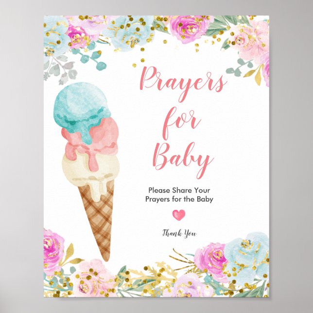 Affiche Pastel Crème glacée Prières pour Baby Sign (Devant)