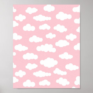 Affiche Pastel Cumulus Nuages Asthétiques Art Blanc Et Ros