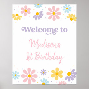Affiche Pastel Daisy Flower Welcome Anniversaire