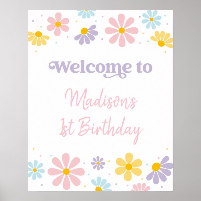 Affiche Pastel Daisy Flower Welcome Anniversaire (Devant)