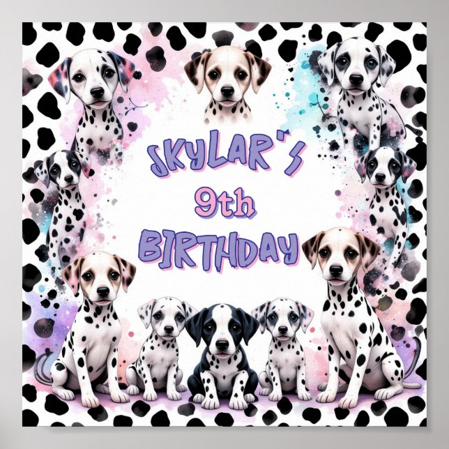 Affiche Pastel Dalmatian Puppies Birthday Party (Devant)