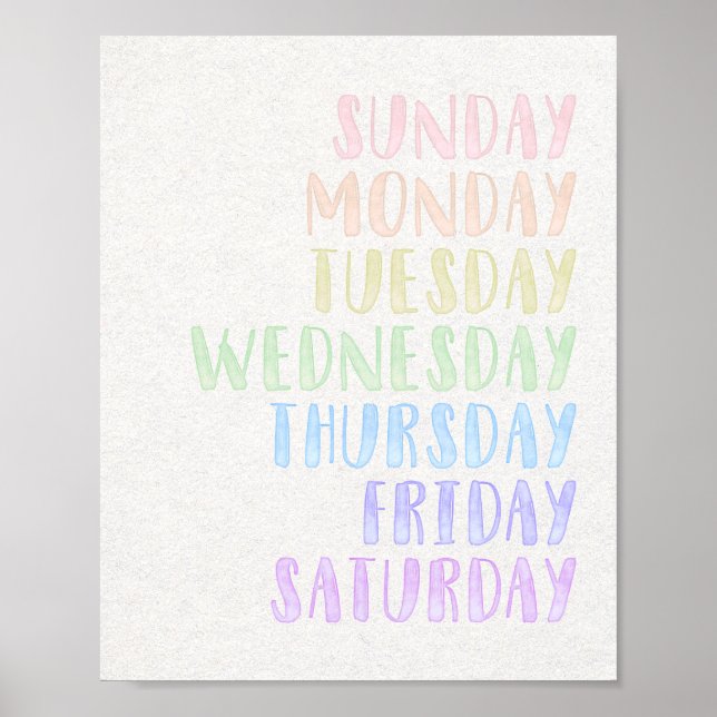 Affiche Pastel Days of the Week Infirmière d'éducation Imp (Devant)