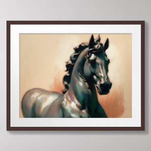 Affiche Pastel Dessin Bronze Cheval Statue