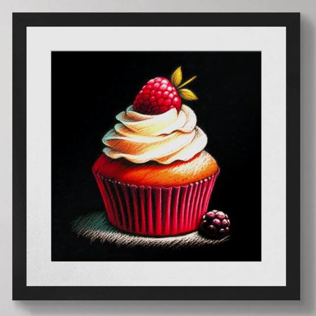 Affiche Pastel Dessin Framboise Cupcake (Créateur téléchargé)