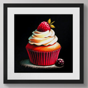 Affiche Pastel Dessin Framboise Cupcake