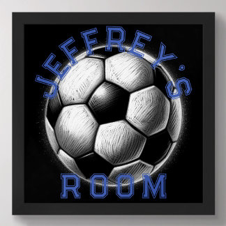 Affiche Pastel Dessin noir blanc balle de soccer Personnal
