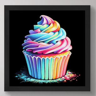 Affiche Pastel Dessin Rainbow Swirl Frosting Cupcake