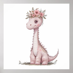 Affiche Pastel Dino Baby Room Art - Aquarelle Dinosaur
