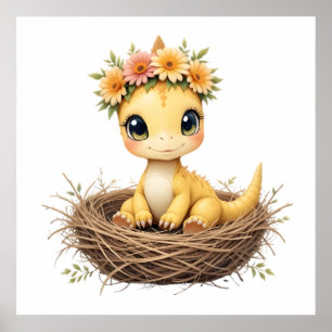 Affiche Pastel Dino Baby Room Art - Aquarelle Dinosaur