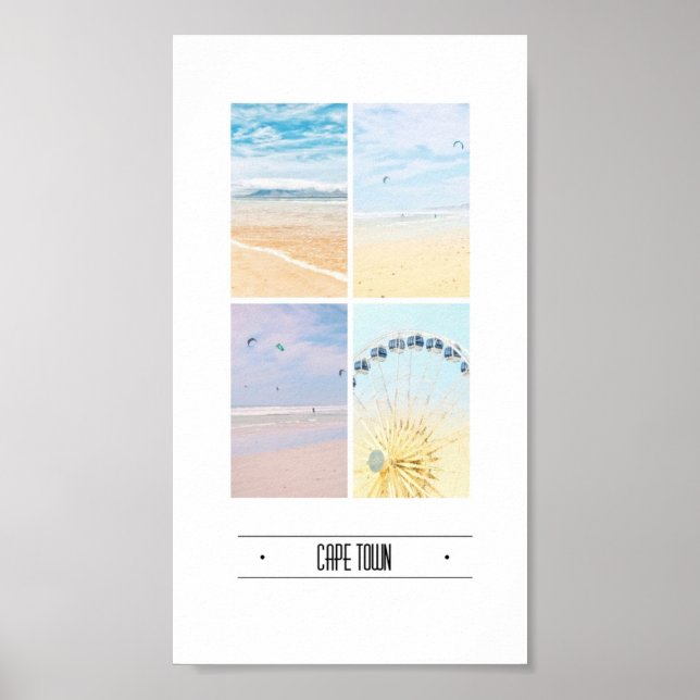 Affiche pastel du Cap Table Mountain Collage Cape  (Devant)