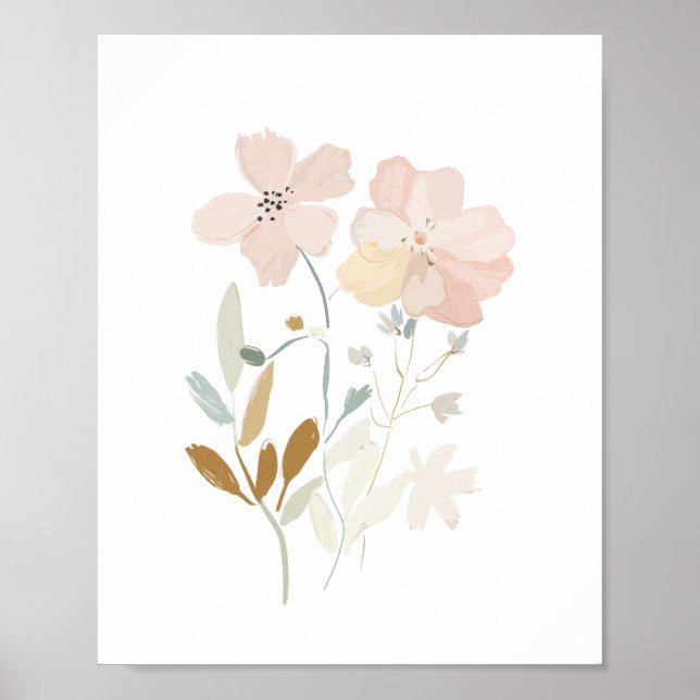 Affiche Pastel Fleurs sauvages Bouquet romantique Aquarell (Devant)