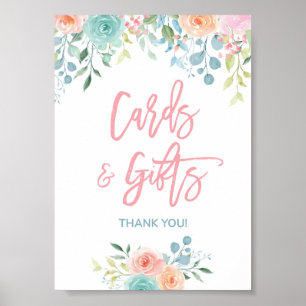 Affiche Pastel Floral Cartes & Cadeaux Douche Panneau 5x7