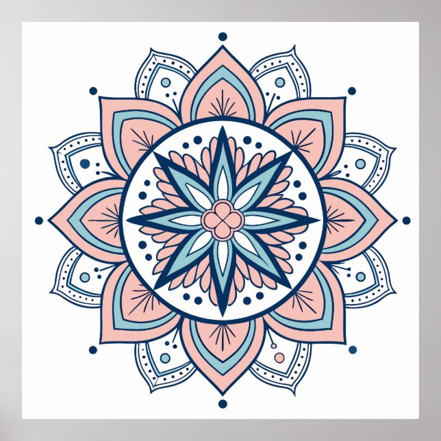 Affiche Pastel Floral Mandala complexe (Devant)
