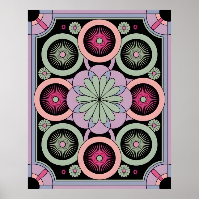 Affiche Pastel Geometric Mandala Bloom (Devant)