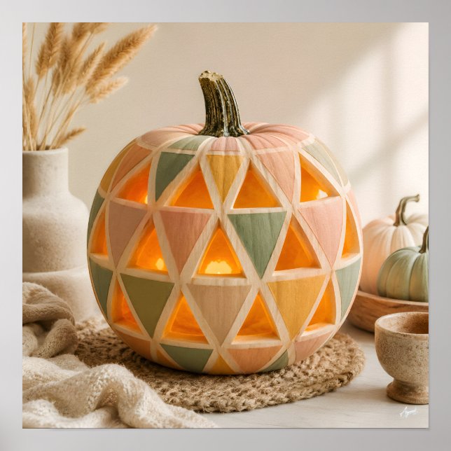 Affiche Pastel Geometric Pumpkin (Devant)