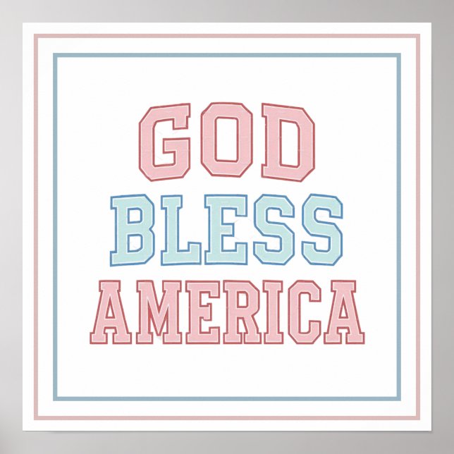 Affiche Pastel God Bless America Collegiate Bold Printed (Devant)