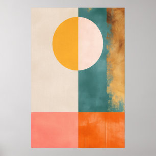 Affiche Pastel Gold Mid Century Abstrait géométrique moder