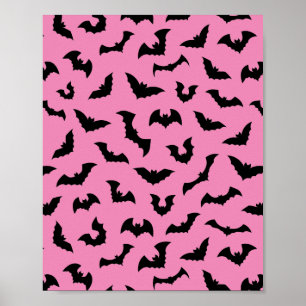 Affiche Pastel goth chauve-souris rose motif halloween
