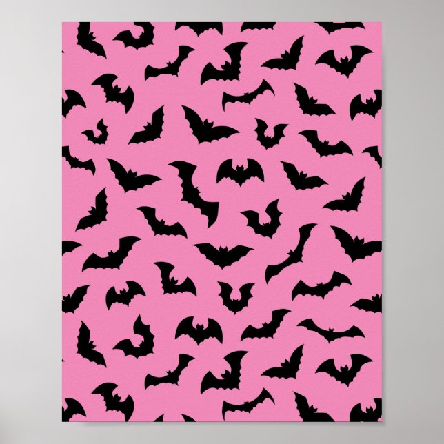 Affiche Pastel goth chauve-souris rose motif halloween (Devant)