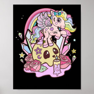Affiche Pastel Goth Cute Unicorne Déplaisante Gothique Ka