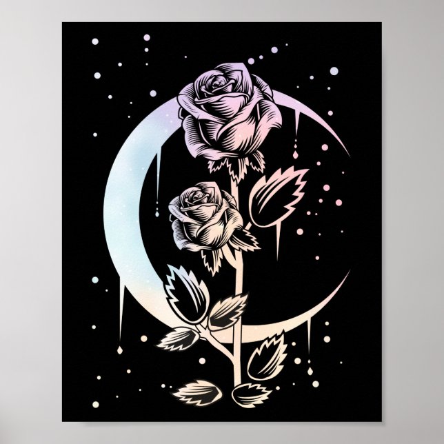 Affiche Pastel Goth Moon Flower Witchy (Devant)