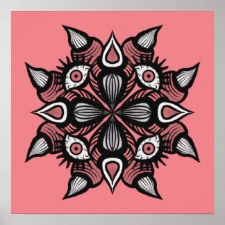 Affiche Pastel goth rose déplaisant monstre sorcière