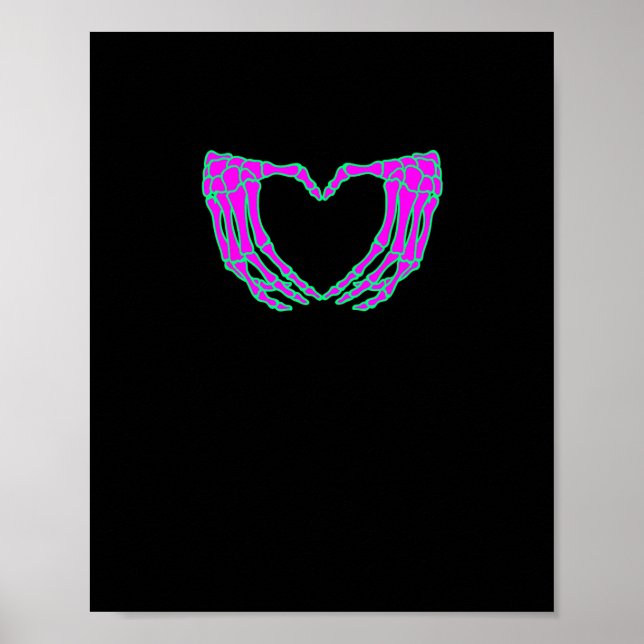 Affiche Pastel Goth Vêtements, Skeleton Mains de coeur (Devant)