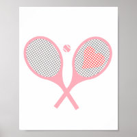 Pastel Heart Tennis Lecteur Racquettes Ball Design
