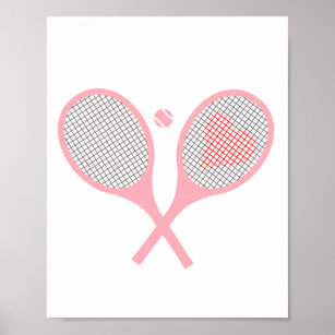 Affiche Pastel Heart Tennis Lecteur Racquettes Ball Design