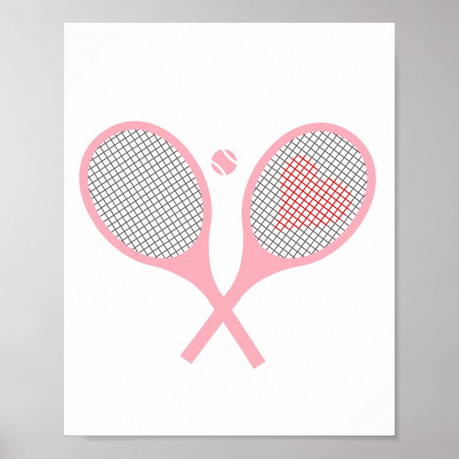 Affiche Pastel Heart Tennis Lecteur Racquettes Ball Design (Devant)