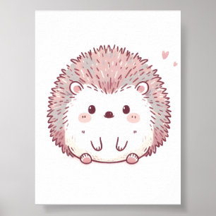 Affiche Pastel Hedgehog Design, Soft Color Hedgehog Art