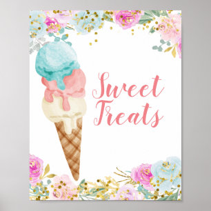Affiche Pastel Ice Cream aquarelle Sweet Traitements signe