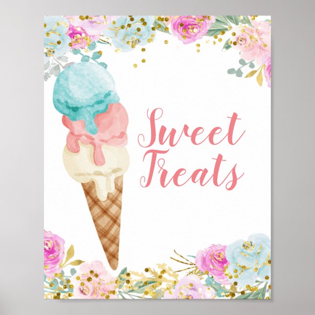 Affiche Pastel Ice Cream aquarelle Sweet Traitements signe (Devant)
