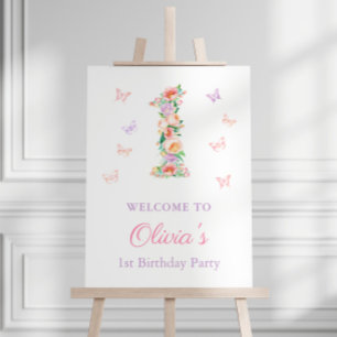 Affiche Pastel Jardin d'été 1er fête d'anniversaire Bienve