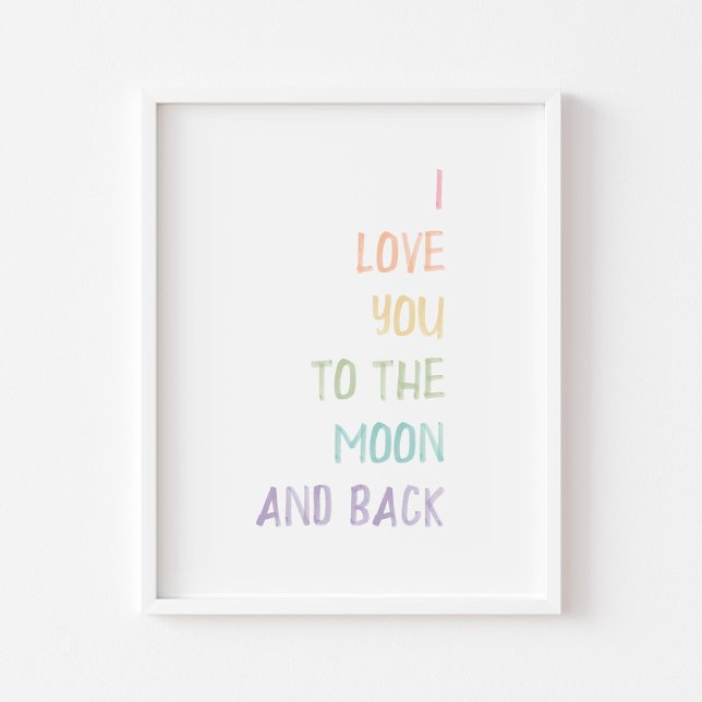 Affiche Pastel Je t'aime à la lune et à l'arrière-plan (Créateur téléchargé)