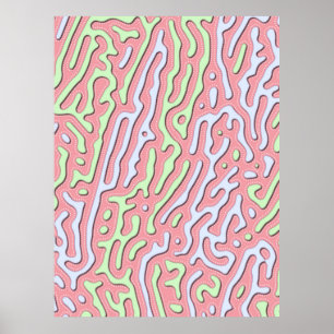 Affiche Pastel Kawaii Design Abstrait de Squiggle coloré