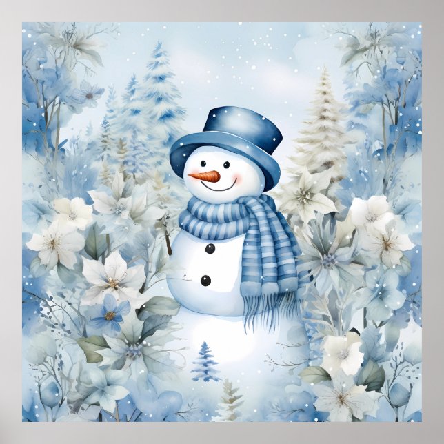 Affiche Pastel Light Blue Snowman (Devant)