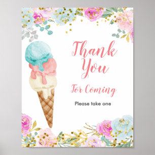Affiche Pastel Merci crème glacée pour venir Symbole préfé