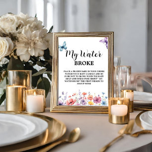 Affiche Pastel my water brisé Baby Baby shower signe du je