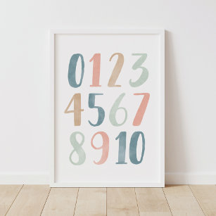 Affiche Pastel Numbers Girl Nursery Decor