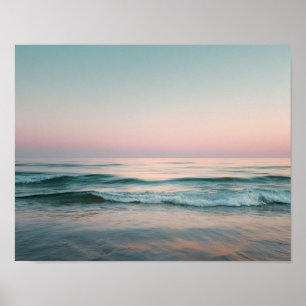 Affiche Pastel Ocean Waves Wall Art Paysage de mer calme