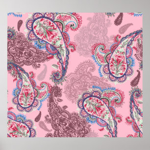 Affiche Pastel paisley, patchwork ethnique traditionnel
