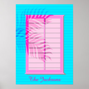 Affiche Pastel Pink Blue West Indian Wooden Beach Shack
