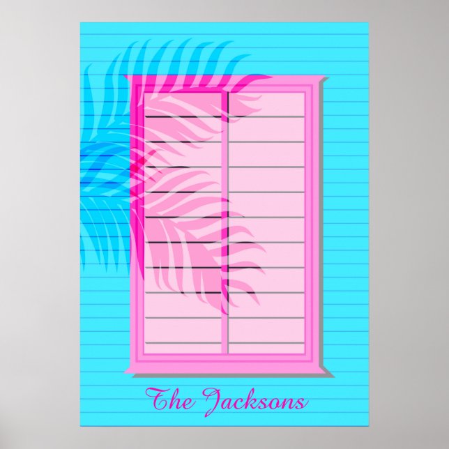 Affiche Pastel Pink Blue West Indian Wooden Beach Shack (Devant)