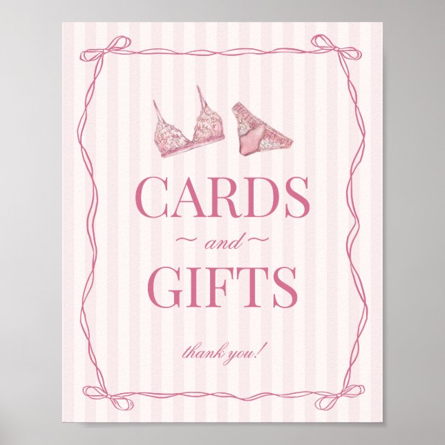 Affiche Pastel Pink Lingerie Bachelorette Cards & Gifts (Devant)
