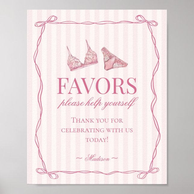 Affiche Pastel Pink Lingerie Bachelorette Party Favors (Devant)