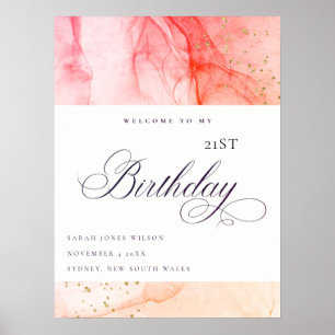 Affiche Pastel Pink Orange N'importe quel âge Anniversaire